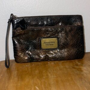 Simply Vera Vera Wang Womens Wristlet Multicolor Snakeskin Zipper Pockets